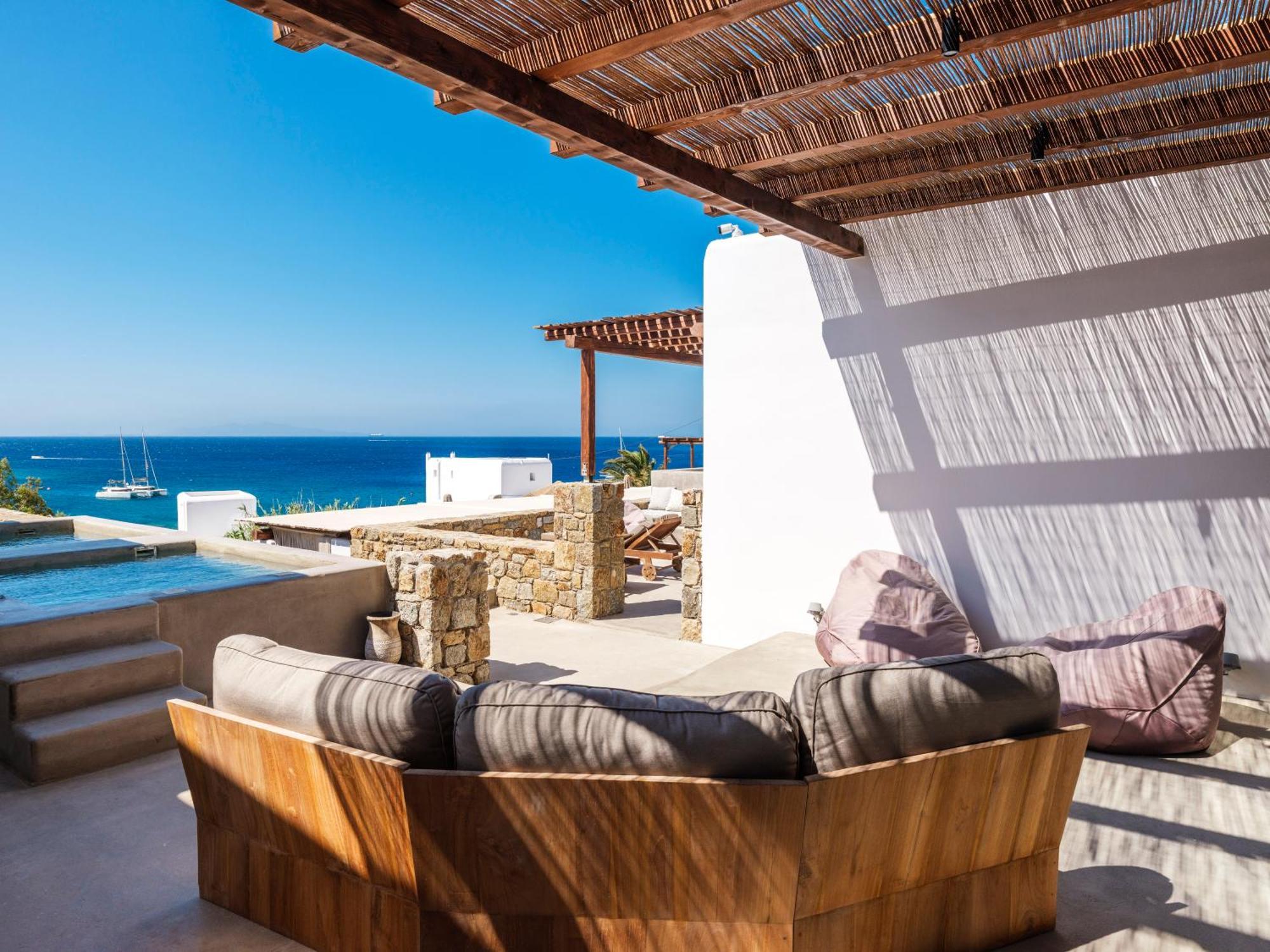 Trinity Mykonos - Beachfront Villa بلاتيس يالوس المظهر الخارجي الصورة